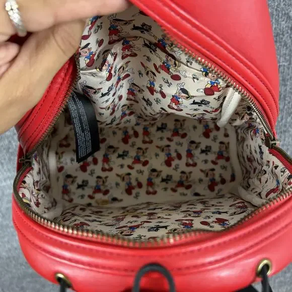 Disney Loungefly Pinocchio Marionette Backpack Red Wishes Do Come True Vacations